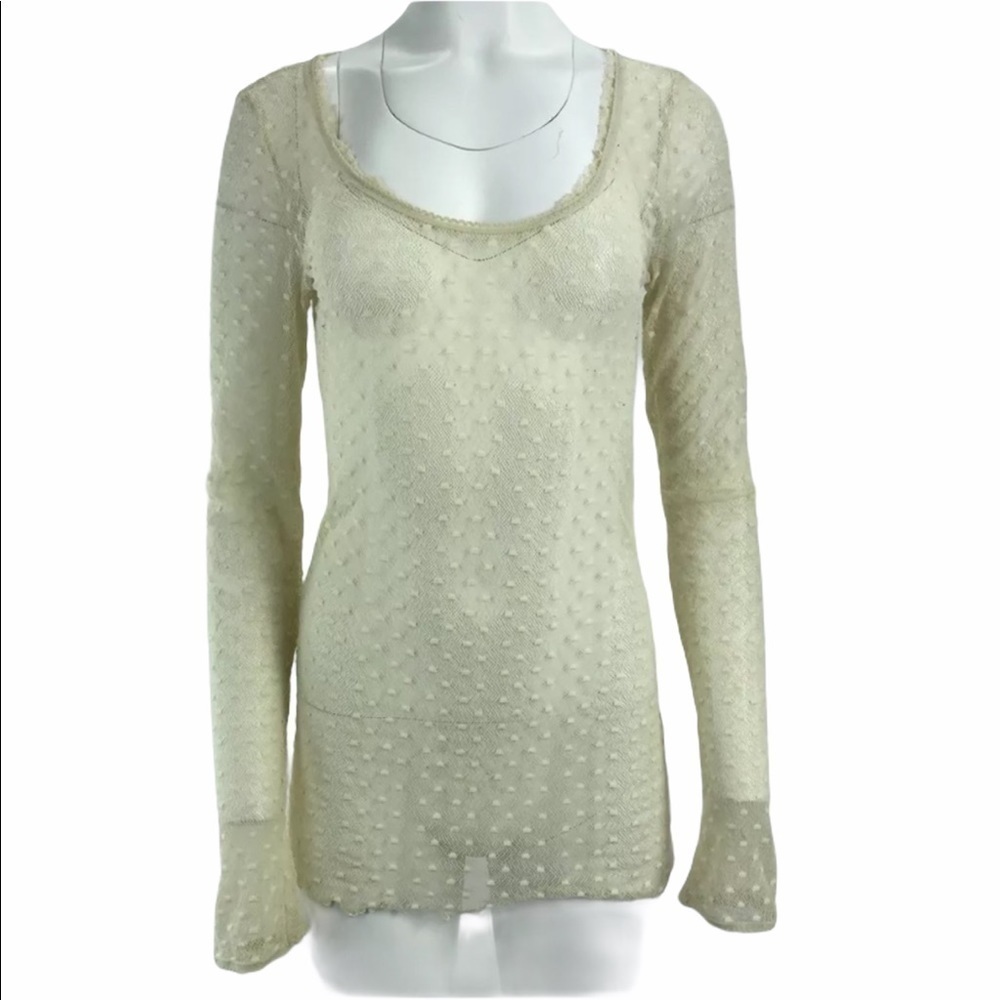 We The Free Womens Lace Blouse Small Sheer L/S